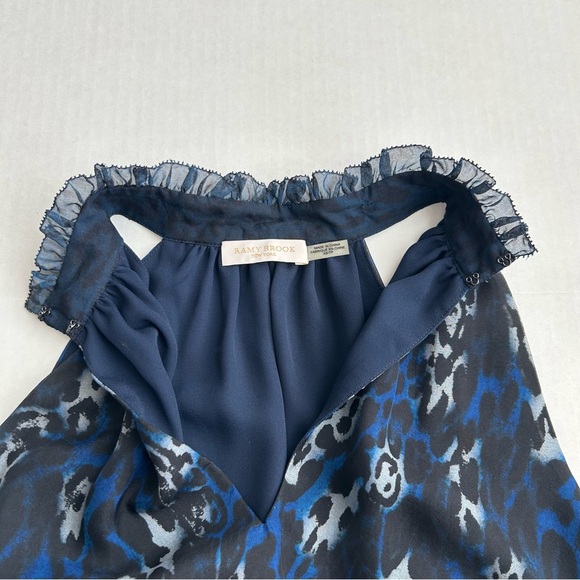 Ramy Brook Women’s Blue Leopard Print Allmay‎ Silk Sleeveless Top XS - Picture 9 of 10